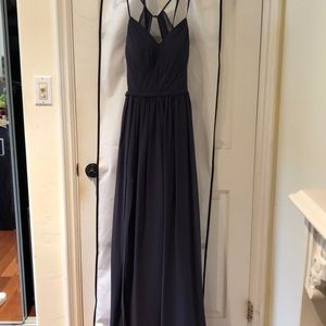 Purple Azazi full length gown with garment bag.